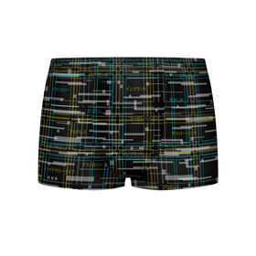 Мужские трусы 3D с принтом Cyberpunk Tartan в Кировске, 50% хлопок, 50% полиэстер | классическая посадка, на поясе мягкая тканевая резинка | cyberpunk | glitch | глитч | киберпанк | клетка | матрица | узор | футуристичный | шотландка