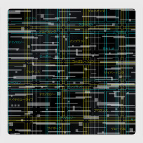 Магнитный плакат 3Х3 с принтом Cyberpunk Tartan в Кировске, Полимерный материал с магнитным слоем | 9 деталей размером 9*9 см | cyberpunk | glitch | глитч | киберпанк | клетка | матрица | узор | футуристичный | шотландка