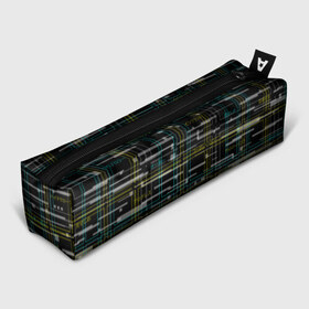 Пенал 3D с принтом Cyberpunk Tartan в Кировске, 100% полиэстер | плотная ткань, застежка на молнии | Тематика изображения на принте: cyberpunk | glitch | глитч | киберпанк | клетка | матрица | узор | футуристичный | шотландка