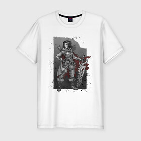 Мужская футболка хлопок Slim с принтом Hunter в Кировске, 92% хлопок, 8% лайкра | приталенный силуэт, круглый вырез ворота, длина до линии бедра, короткий рукав | inktober | skull | superwoman | sword