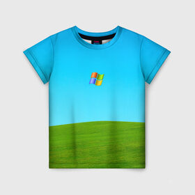 Детская футболка 3D с принтом Windows XP в Кировске, 100% гипоаллергенный полиэфир | прямой крой, круглый вырез горловины, длина до линии бедер, чуть спущенное плечо, ткань немного тянется | win | windows | xp | вин | икспи | хп