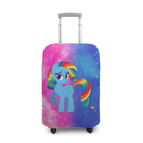Чехол для чемодана 3D с принтом Радуга Дэш в Кировске, 86% полиэфир, 14% спандекс | двустороннее нанесение принта, прорези для ручек и колес | baby | girl | horse | kawaii | luna | my little pony | princess | rainbow | rainbow dash | девочкам | девочки | детям | единорог | животные | кавайный | конь | лошадь | луна | малыш | облака | пегас | пинки пай | пони | радуга дэш