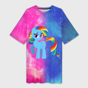 Платье-футболка 3D с принтом Радуга Дэш в Кировске,  |  | baby | girl | horse | kawaii | luna | my little pony | princess | rainbow | rainbow dash | девочкам | девочки | детям | единорог | животные | кавайный | конь | лошадь | луна | малыш | облака | пегас | пинки пай | пони | радуга дэш