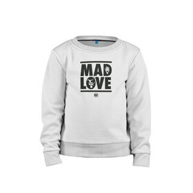 Детский свитшот хлопок с принтом Mad love в Кировске, 100% хлопок | круглый вырез горловины, эластичные манжеты, пояс и воротник | 14 февраля | harley quinn | joker | vdkimel | день святого валентина | джокер | харли квинн