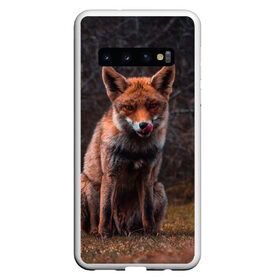Чехол для Samsung Galaxy S10 с принтом Хищная лисица в Кировске, Силикон | Область печати: задняя сторона чехла, без боковых панелей | Тематика изображения на принте: fox | foxy | животное | звери | лиса | лисенок | лисичка | милая | рыжая | фокс