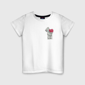 Детская футболка хлопок с принтом Мишка Тедди в Кировске, 100% хлопок | круглый вырез горловины, полуприлегающий силуэт, длина до линии бедер | извинения | любовь | медвежонок | мишка | прости | сердце | тедди