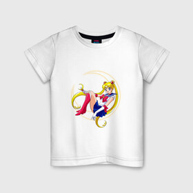 Детская футболка хлопок с принтом Sailor Moon в Кировске, 100% хлопок | круглый вырез горловины, полуприлегающий силуэт, длина до линии бедер | anime | manga | sailor moon | аниме | манга | сейлор мун | сейлормун
