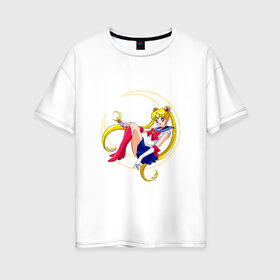 Женская футболка хлопок Oversize с принтом Sailor Moon в Кировске, 100% хлопок | свободный крой, круглый ворот, спущенный рукав, длина до линии бедер
 | anime | manga | sailor moon | аниме | манга | сейлор мун | сейлормун