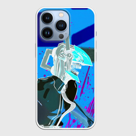 Чехол для iPhone 13 Pro с принтом Человек Бензопила на голубом фоне в Кировске,  |  | anime | chainsaw man | denji | makima | manga | power | аниме | бим | денджи | дьявол бесконечности | кишибэ | летучая мышь | манга | пауэр | хаякава аки | химено | человек бензопила