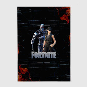 Постер с принтом Fortnite - Terminator в Кировске, 100% бумага
 | бумага, плотность 150 мг. Матовая, но за счет высокого коэффициента гладкости имеет небольшой блеск и дает на свету блики, но в отличии от глянцевой бумаги не покрыта лаком | chapter 2 | fortnite | fortnite 3 | fortnite terminator | sarah connor and terminator 800 | t 800 | t 800 fortnite | сара коннор | скин t 800 | скин терминатора | терминатор | терминатор т 800 | фортнайт | фортнайт глава 2 | фортнайт тер