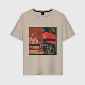 Женская футболка хлопок Oversize с принтом СRIMSON flower в Кировске, 100% хлопок | свободный крой, круглый ворот, спущенный рукав, длина до линии бедер
 | 
