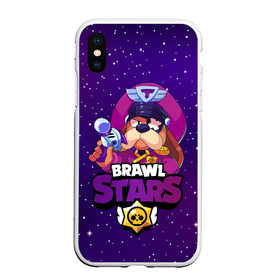 Чехол для iPhone XS Max матовый с принтом Brawl Stars - Генерал Гавс в Кировске, Силикон | Область печати: задняя сторона чехла, без боковых панелей | 2020 | 2021 | brawl | colonel | dog | leon | ruffus | space | stars | бравл | браво | гавс | генерал | корабль | космический | космос | леон | лион | новые | новый | персонаж | персонажи | пес | планеты | собака | страс