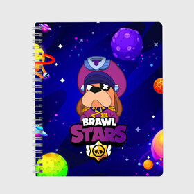 Тетрадь с принтом Brawl Stars - Генерал Гавс в Кировске, 100% бумага | 48 листов, плотность листов — 60 г/м2, плотность картонной обложки — 250 г/м2. Листы скреплены сбоку удобной пружинной спиралью. Уголки страниц и обложки скругленные. Цвет линий — светло-серый
 | 2020 | 2021 | brawl | colonel | dog | leon | ruffus | space | stars | бравл | браво | гавс | генерал | корабль | космический | космос | леон | лион | новые | новый | персонаж | персонажи | пес | планеты | собака | страс