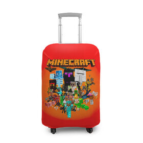 Чехол для чемодана 3D с принтом Minecraft персонажи в Кировске, 86% полиэфир, 14% спандекс | двустороннее нанесение принта, прорези для ручек и колес | 