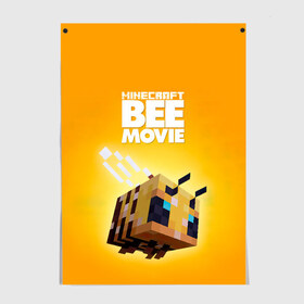 Постер с принтом Minecraft bee movie в Кировске, 100% бумага
 | бумага, плотность 150 мг. Матовая, но за счет высокого коэффициента гладкости имеет небольшой блеск и дает на свету блики, но в отличии от глянцевой бумаги не покрыта лаком | Тематика изображения на принте: 