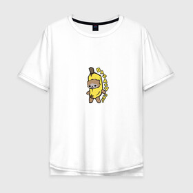 Мужская футболка хлопок Oversize с принтом Banana Cat в Кировске, 100% хлопок | свободный крой, круглый ворот, “спинка” длиннее передней части | Тематика изображения на принте: 