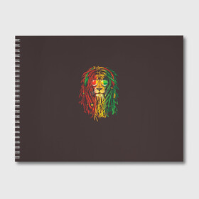 Альбом для рисования с принтом Bob lion в Кировске, 100% бумага
 | матовая бумага, плотность 200 мг. | bob_marley | dreadlocks | hippie | jamaica | lion | reggae | боб марли | дреды | регги | хиппи | ямайка