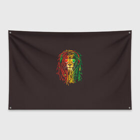 Флаг-баннер с принтом Bob lion в Кировске, 100% полиэстер | размер 67 х 109 см, плотность ткани — 95 г/м2; по краям флага есть четыре люверса для крепления | bob_marley | dreadlocks | hippie | jamaica | lion | reggae | боб марли | дреды | регги | хиппи | ямайка