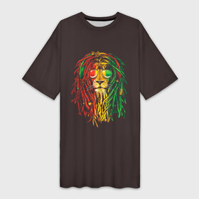 Платье-футболка 3D с принтом Bob lion в Кировске,  |  | bob_marley | dreadlocks | hippie | jamaica | lion | reggae | боб марли | дреды | регги | хиппи | ямайка