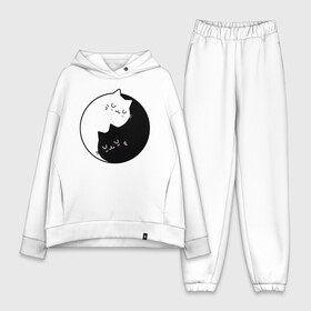 Женский костюм хлопок Oversize с принтом Yin and Yang cats в Кировске,  |  | anime | cat | cats | kitten | love | philosophy | yang | yin | yoga | аниме | инь | йога | кот | котенок | котик | котики | коты | любовь | противоположность | сердце | философия | ян