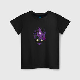 Детская футболка хлопок с принтом Samurai - purple в Кировске, 100% хлопок | круглый вырез горловины, полуприлегающий силуэт, длина до линии бедер | cyberpunk 2077 | samurai | киберанк 2077 | огонь | пламя | самурай