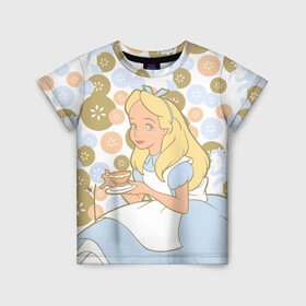 Детская футболка 3D с принтом Alice tea Time в Кировске, 100% гипоаллергенный полиэфир | прямой крой, круглый вырез горловины, длина до линии бедер, чуть спущенное плечо, ткань немного тянется | alice | alice in wonderland | vdosadir | алиса | алиса в стране чудес