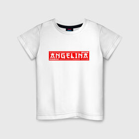 Детская футболка хлопок с принтом Ангелина/Angelina в Кировске, 100% хлопок | круглый вырез горловины, полуприлегающий силуэт, длина до линии бедер | angelina | name | names | ангелина | имена | имя