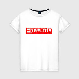 Женская футболка хлопок с принтом Ангелина/Angelina в Кировске, 100% хлопок | прямой крой, круглый вырез горловины, длина до линии бедер, слегка спущенное плечо | angelina | name | names | ангелина | имена | имя