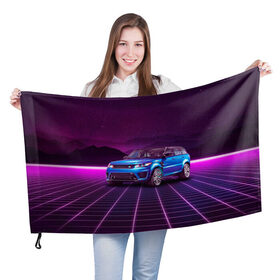 Флаг 3D с принтом Range Rover Sport в Кировске, 100% полиэстер | плотность ткани — 95 г/м2, размер — 67 х 109 см. Принт наносится с одной стороны | land rover | range rover | retrowave | sport | автомобили