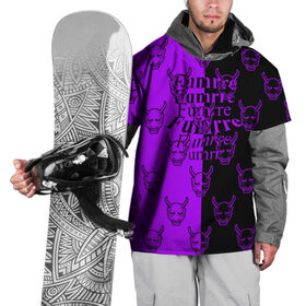 Накидка на куртку 3D с принтом DEMON BLACK/PURPLE в Кировске, 100% полиэстер |  | fashion | fire | game | hip hop | rap | street style | top | игра | мода | огонь | рэп | топ | уличный стиль | хип хоп