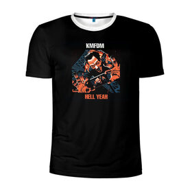 Мужская футболка 3D спортивная с принтом KMFDM HELL YEAH в Кировске, 100% полиэстер с улучшенными характеристиками | приталенный силуэт, круглая горловина, широкие плечи, сужается к линии бедра | hell | hell yeah | kmfdm | mdfmk | yeah
