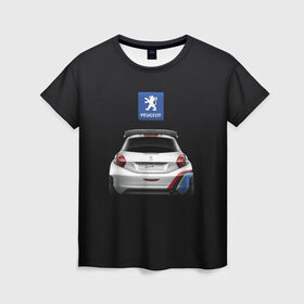 Женская футболка 3D с принтом Peugeot sport в Кировске, 100% полиэфир ( синтетическое хлопкоподобное полотно) | прямой крой, круглый вырез горловины, длина до линии бедер | Тематика изображения на принте: auto | emotion | motion | peugeot | sport | авто | лого | логотип | пежо | пижо | спорт