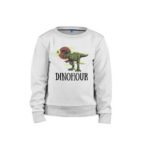 Детский свитшот хлопок с принтом DinoHour в Кировске, 100% хлопок | круглый вырез горловины, эластичные манжеты, пояс и воротник | dino | dinohour | dinosaur | дино | динозавр