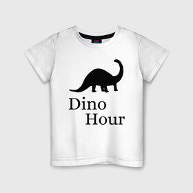 Детская футболка хлопок с принтом DinoHour в Кировске, 100% хлопок | круглый вырез горловины, полуприлегающий силуэт, длина до линии бедер | dino | dinohour | dinosaur | дино | динозавр