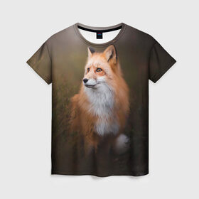 Женская футболка 3D с принтом Лиса-охотница в Кировске, 100% полиэфир ( синтетическое хлопкоподобное полотно) | прямой крой, круглый вырез горловины, длина до линии бедер | fox | foxy | животное | звери | лиса | лисенок | лисичка | милая | рыжая | фокс