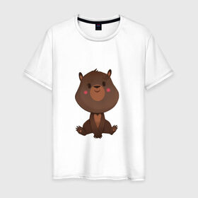 Мужская футболка хлопок с принтом Медвежонок в Кировске, 100% хлопок | прямой крой, круглый вырез горловины, длина до линии бедер, слегка спущенное плечо. | косолапый | медведь | мишка | мишутка | парные