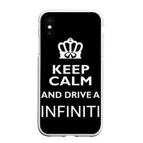 Чехол для iPhone XS Max матовый с принтом Drive a INFINITI! в Кировске, Силикон | Область печати: задняя сторона чехла, без боковых панелей | Тематика изображения на принте: 35 | auto | car | fx35 | infinity | keep calm | qx80 | sport | авто | автомобиль | водитель | гонщик | инфинити | королевский | король | корона | лого | логотип | любитель | марка | машина | подарок | рейсер