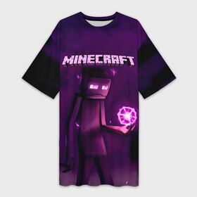 Платье-футболка 3D с принтом Minecraft Слендермен в Кировске,  |  | minecraft | алекс | белый | блоки | ведьма | взрывчатка | визера | волк | гаст | добывать | дракон | зеленый куб | зомби | игра | крафт | крипер | кубики | лошадка | майн | майнкрафт | манкрафт | овечка | оцелот