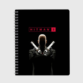 Тетрадь с принтом Hitman III в Кировске, 100% бумага | 48 листов, плотность листов — 60 г/м2, плотность картонной обложки — 250 г/м2. Листы скреплены сбоку удобной пружинной спиралью. Уголки страниц и обложки скругленные. Цвет линий — светло-серый
 | 47 | hitman3 | io interactive | killer | pc