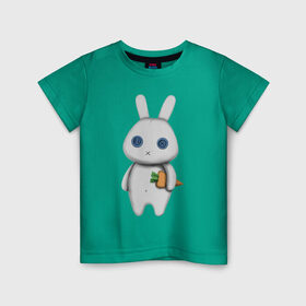 Детская футболка хлопок с принтом зайка в Кировске, 100% хлопок | круглый вырез горловины, полуприлегающий силуэт, длина до линии бедер | hare | заяц | игрушка | кролик | морковь