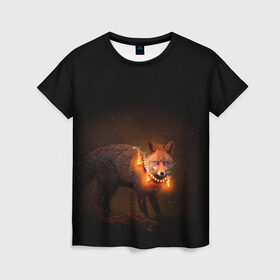 Женская футболка 3D с принтом Dark fox в Кировске, 100% полиэфир ( синтетическое хлопкоподобное полотно) | прямой крой, круглый вырез горловины, длина до линии бедер | fox | foxy | животное | звери | лиса | лисенок | лисичка | милая | рыжая | фокс