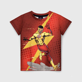 Детская футболка 3D с принтом Kid Flash в Кировске, 100% гипоаллергенный полиэфир | прямой крой, круглый вырез горловины, длина до линии бедер, чуть спущенное плечо, ткань немного тянется | kid flash | the flash | vdzabma | wally west | кид флэш | уолли уэст | флэш