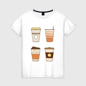 Женская футболка хлопок с принтом Кофеин its my life в Кировске, 100% хлопок | прямой крой, круглый вырез горловины, длина до линии бедер, слегка спущенное плечо | американо | капучино | кофе | латте | напиток | эспрессо