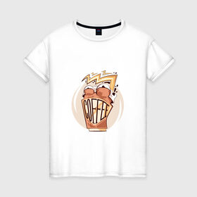 Женская футболка хлопок с принтом Кофе в Кировске, 100% хлопок | прямой крой, круглый вырез горловины, длина до линии бедер, слегка спущенное плечо | coffee | взбодриться | кофе | энергичный | эспрессо