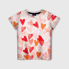 Детская футболка 3D с принтом Ванильные сердечки в Кировске, 100% гипоаллергенный полиэфир | прямой крой, круглый вырез горловины, длина до линии бедер, чуть спущенное плечо, ткань немного тянется | 14 февраля | 8 марта | love | девочки | день святого валентина | женская | любовь | подружке | сердечки