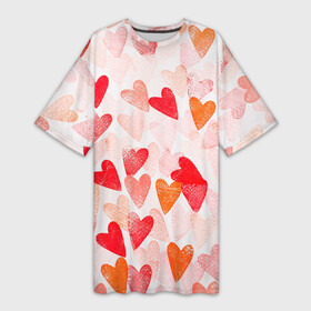 Платье-футболка 3D с принтом Ванильные сердечки в Кировске,  |  | 14 февраля | 8 марта | love | девочки | день святого валентина | женская | любовь | подружке | сердечки