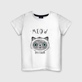 Детская футболка хлопок с принтом Котик в Кировске, 100% хлопок | круглый вырез горловины, полуприлегающий силуэт, длина до линии бедер | кот | кошка | мяу | полосатый | хвостатый