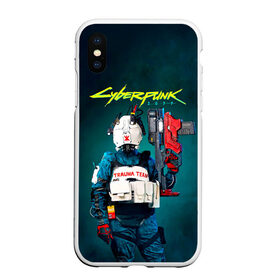 Чехол для iPhone XS Max матовый с принтом TRAUMA TEAM Cyberpunk 2077 в Кировске, Силикон | Область печати: задняя сторона чехла, без боковых панелей | cyberpunk 2077 | hacker | maelstrom | militech | quadra | samurai | sci fi | technology | trauma team | v | будущее | игра | иероглифы | киану ривз | кибер | киберпанк | киборг | киборги | корпорация | лого | милитек | панк | роботы | самурай | т