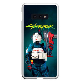 Чехол для Samsung S10E с принтом TRAUMA TEAM Cyberpunk 2077 в Кировске, Силикон | Область печати: задняя сторона чехла, без боковых панелей | cyberpunk 2077 | hacker | maelstrom | militech | quadra | samurai | sci fi | technology | trauma team | v | будущее | игра | иероглифы | киану ривз | кибер | киберпанк | киборг | киборги | корпорация | лого | милитек | панк | роботы | самурай | т