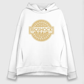 Женское худи Oversize хлопок с принтом Bioshock Golden Logo в Кировске, френч-терри — 70% хлопок, 30% полиэстер. Мягкий теплый начес внутри —100% хлопок | боковые карманы, эластичные манжеты и нижняя кромка, капюшон на магнитной кнопке | bioshock infinite | little sister | биошок | большой папочка | винтаж | ретро | сестра